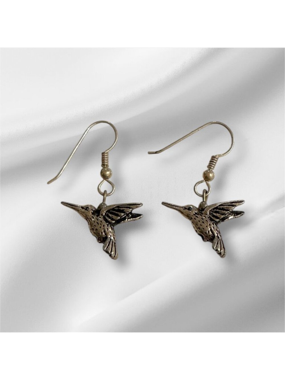 Vintage Sterling Silver Dangle Hummingbird Earrings .5" X .5" Lightweight